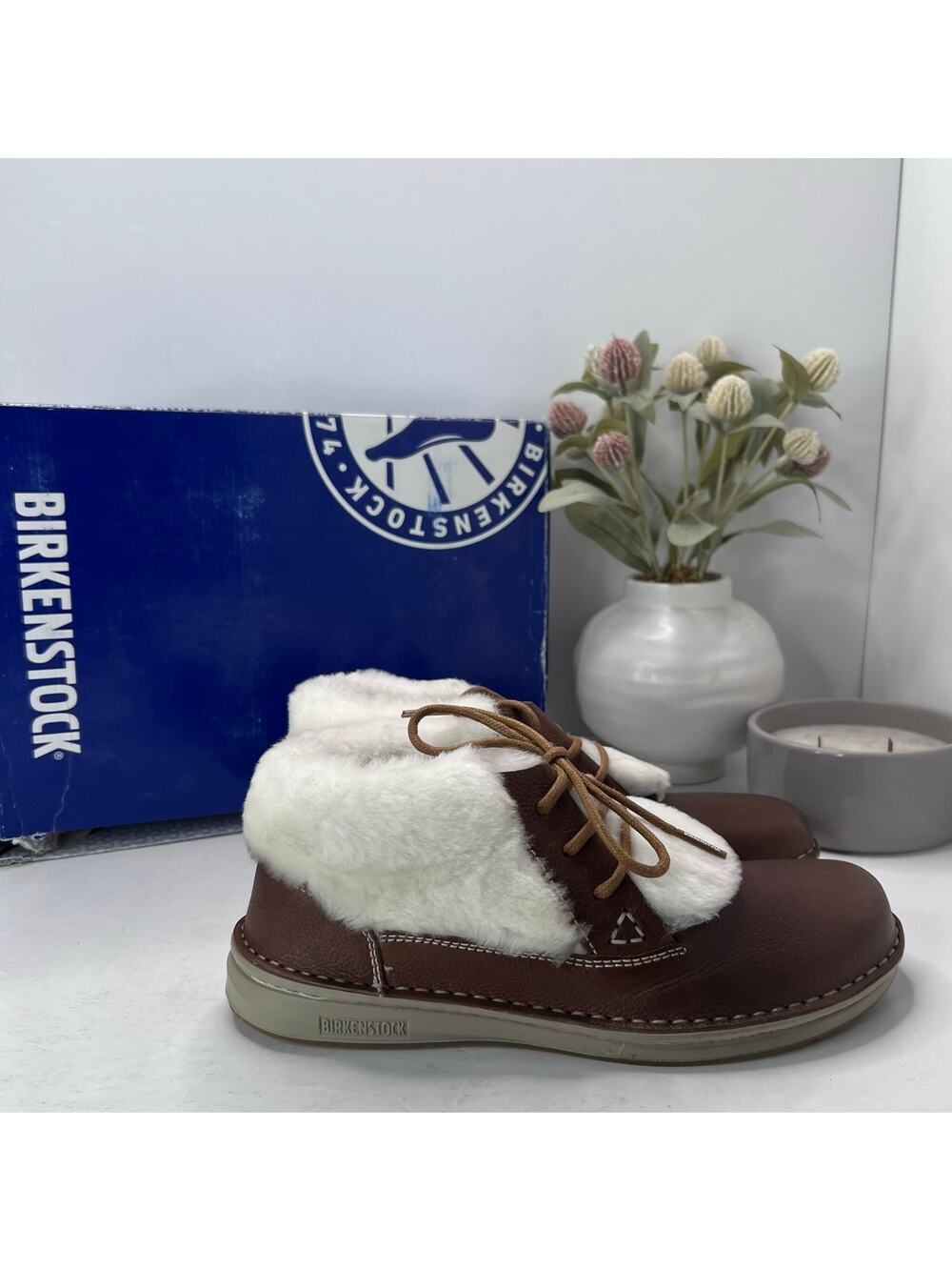 Birkenstocks Memphis High Leather/Textile Shoe Brown Women 7/Men 5 NWB Narrow